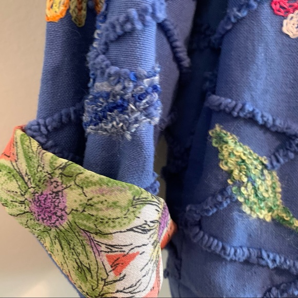 Vintage Coat Spring Retro Twee Floral Embroidered Button Up Jacket - Picture 8 of 13